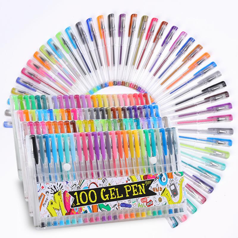 Cross-border Colorful Neutral Gel Pen Metallic Glitter Water-based Plastic for Jelly DIY Highlighter Set