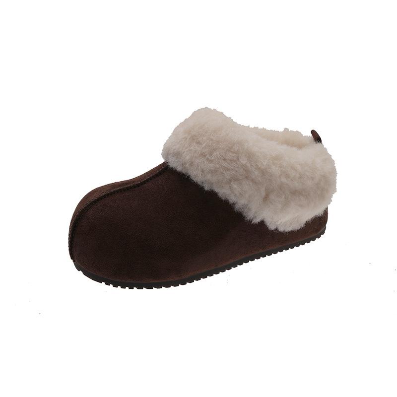 Ретро шлепанцы на высокой платформе для женщин, новые флисовые и теплые туфли-одношаги
