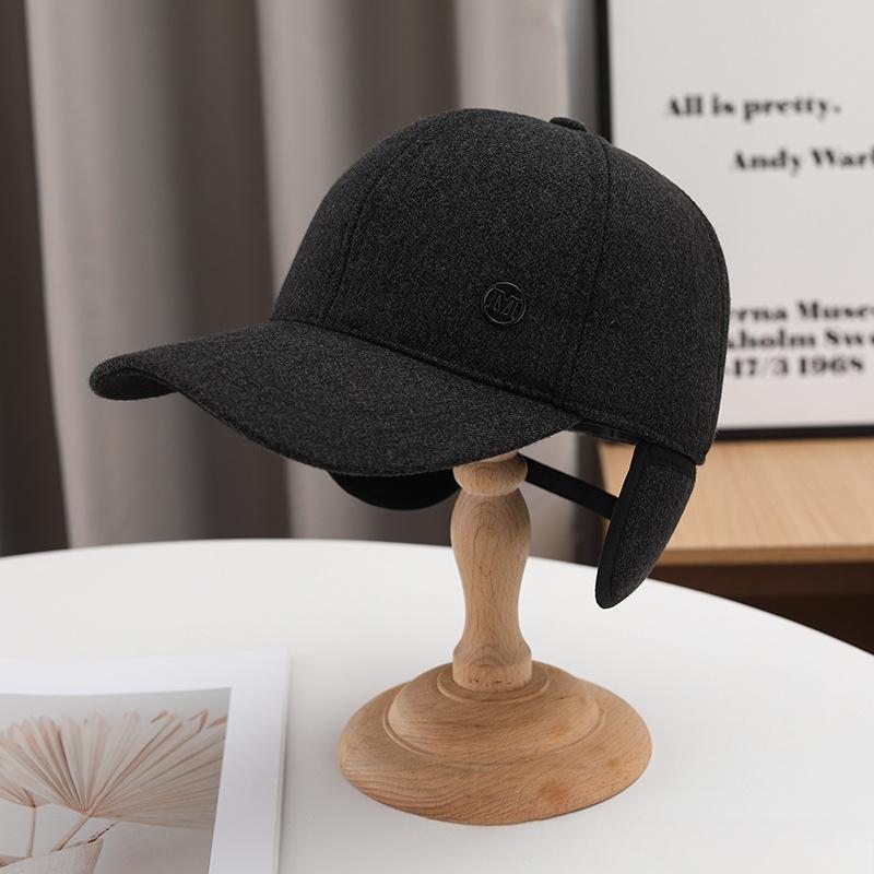 Новая осенне-зимняя мужская бейсболка, модная бейсболка с жестким верхом и защитой ушей, теплая утолщенная шапка, защищающая от холода