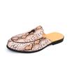 Erkaklar uchun yozgi ilon naqshli katta o'lchamdagi loaferlar, slip-on mula poyabzallari, nafas oluvchi kundalik charm sandalilar, qulay baletkalar, shippaklar