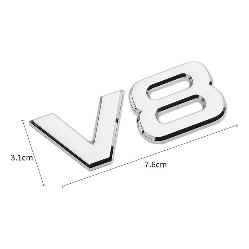 1Pc 3D Metal V6 V8 Logo Engine Displacement Rear Trunk Tailgate Car Badge Decal Side Wing Emblem Sticker Car Styling Acceesories