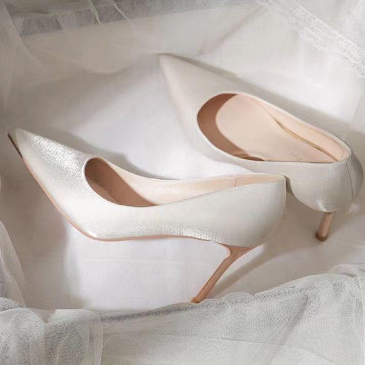 Одежда для свадебного показа, свадебная обувь, свадебное платье 2024 года, новые китайские туфли на высоком каблуке, беременные женщины носят тосты, не уставшие от тонких каблуков