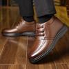 Fashion Leather Shoes Winter Velvet Mid-top Lace-up Boots Middle-aged And Elderly Cotton Shoes Warm Outdoor Casual Warm Men Shoes 38-44