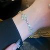 Hand Circumference 20cm Pink Fritillary Four-leaf Clover Bracelet Women's 18K Gold Niche Light Luxury