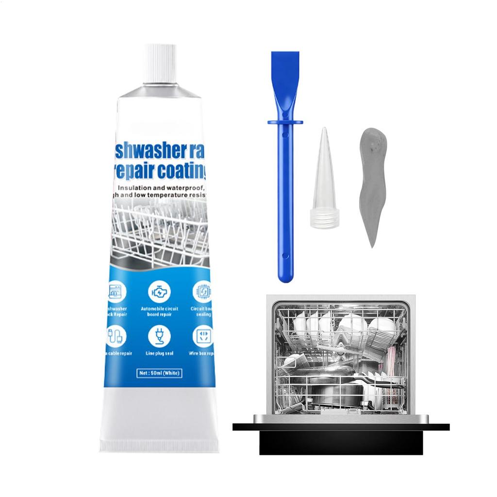 Dishwasher Rack Repair Coating 50ml Coating Long-Lasting Gel with 2 Brushes Dishwasher Rack Repair Gel for Home Ovens Frying