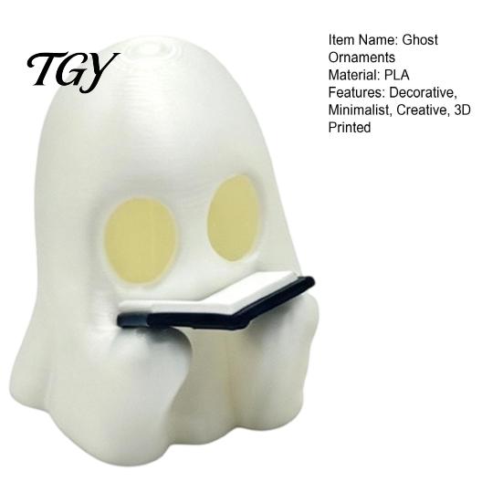 Cute Ghost Reading Book Ornament Halloween Figurine for Desk And Bookshelf, Statue, PLA Birthday Mini with Home Study & Office Decoration, Spooky