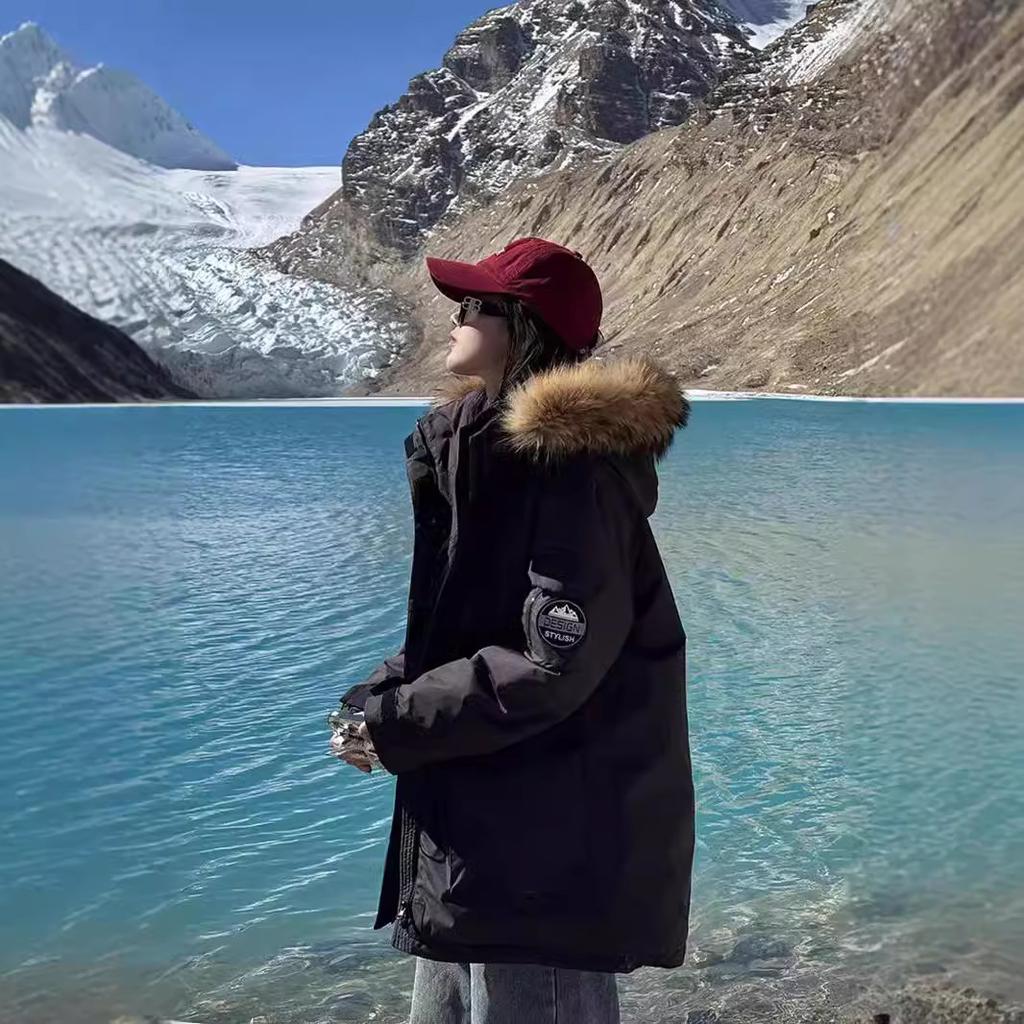 Повседневная парка с шерстяным воротником, рабочая куртка, пуховик из хлопка для женщин на зиму, толстая американская хлопковая куртка высокого класса, средней длины, теплая куртка