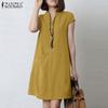 Summer Casual V-neck Short Sleeve Cotton Dress