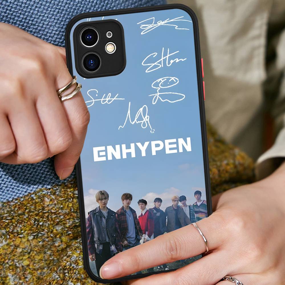 Korea E-Enhypenes Singing Group For IPhone 11 12 13 14 15 16 Pro Max Plus Matte Translucent Phone Cover