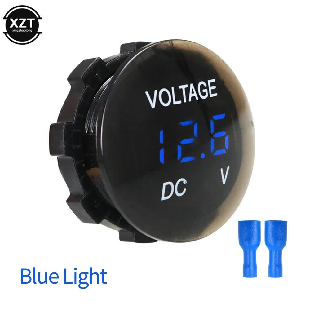 Мини Круглый Водонепроницаемый Мотоцикл Лодка DC5V-48V Светодиодная Панель Цифровой Вольтметр Тестер Монитор Дисплей Вольтметр