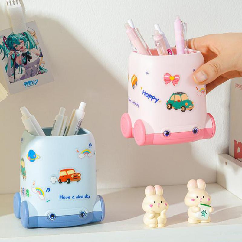 Мультяшная коробка для карандашей, симпатичная форма автомобиля, контейнер для ручек, креативный настольный стеллаж для хранения канцелярских принадлежностей, студенческий контейнер для ручек, подарки