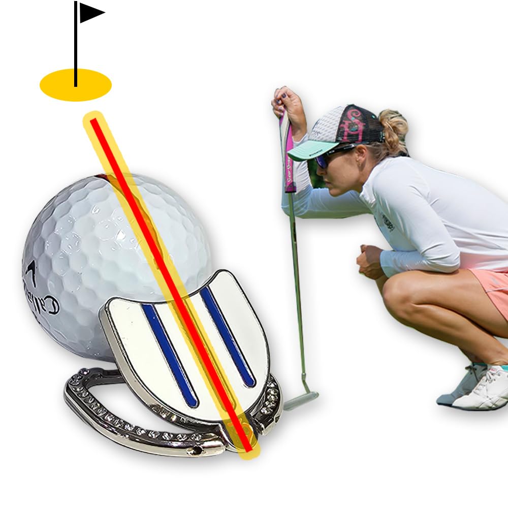 BIRDIE79 маркер для игры в гольф, маркер для игры в гольф, 2-х элементный, с тройной дорожкой, регулируемым наклоном, кубические бусины для улучшенной видимости и идеального удара