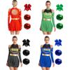 Womens Cheerleader Costume Cold Shoulder Dress Bow Accent Hair Band Accessories