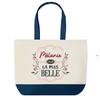 Tote bag - PLANETEE - Mélanie la plus belle - Fond bleu - Coton 40 x 45 cm - Grand format
