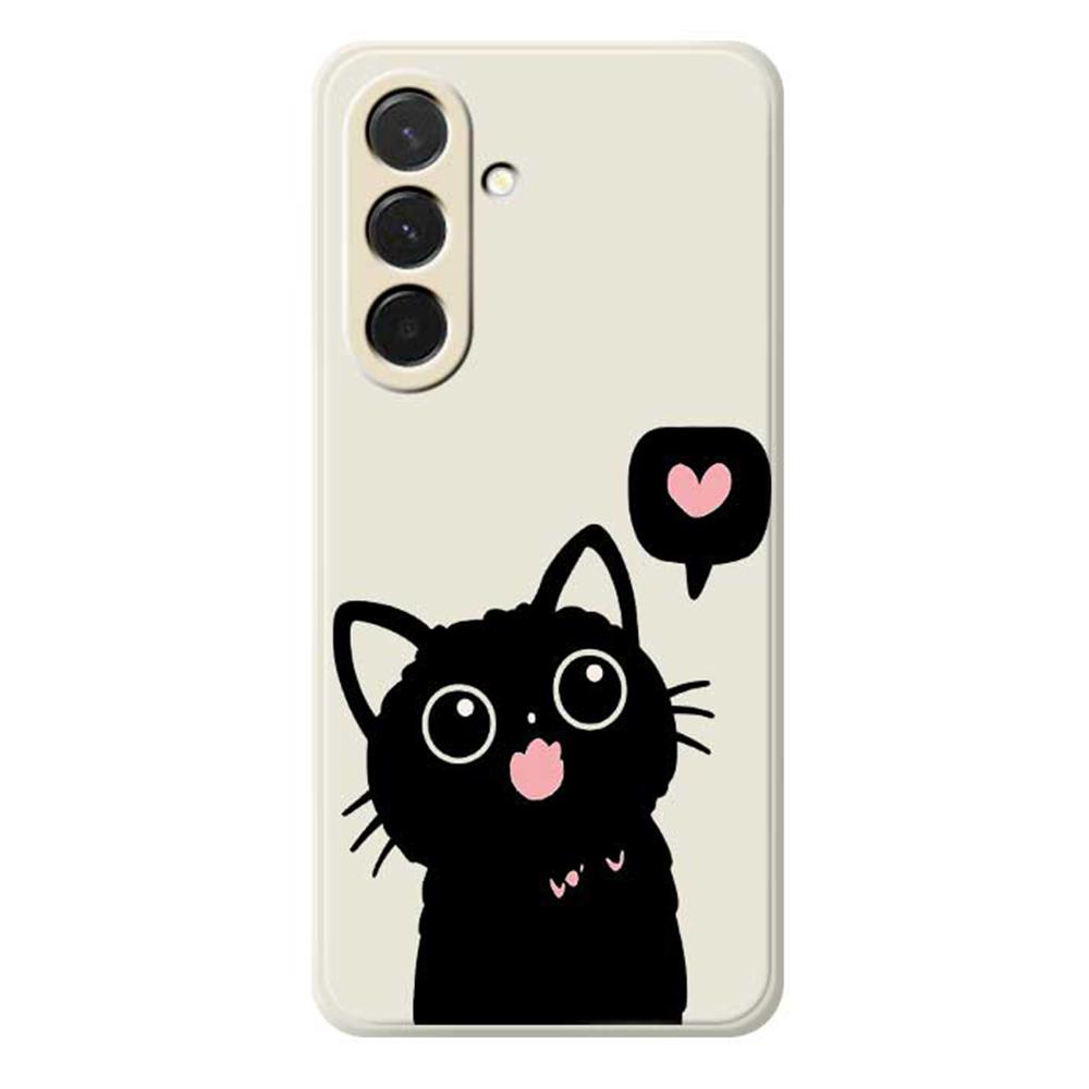 For Samsung Galaxy A36 5G Case Love Black Cat Pattern Printing Straight Edge TPU Phone Back Cover