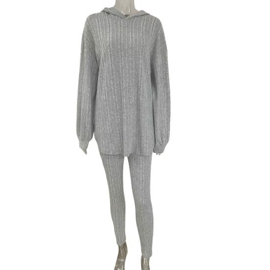 2 шт./комплект женский костюм с капюшоном брюки средней длины с капюшоном длинные рукава топ