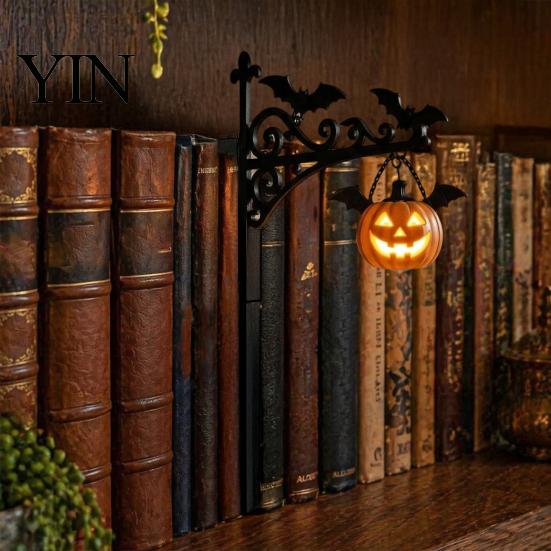 Cozy Reading Nook Lighting Halloween Library Lantern, Gothic Decorative Bookshelf Lamp, Vintage LED Magical Lantern Book Light for Bookworms,