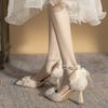 Летняя модная женская обувь, свадебные туфли, вечерние туфли с жемчугом и стразами, бисером, туфли на шнуровке, белые туфли подружки невесты