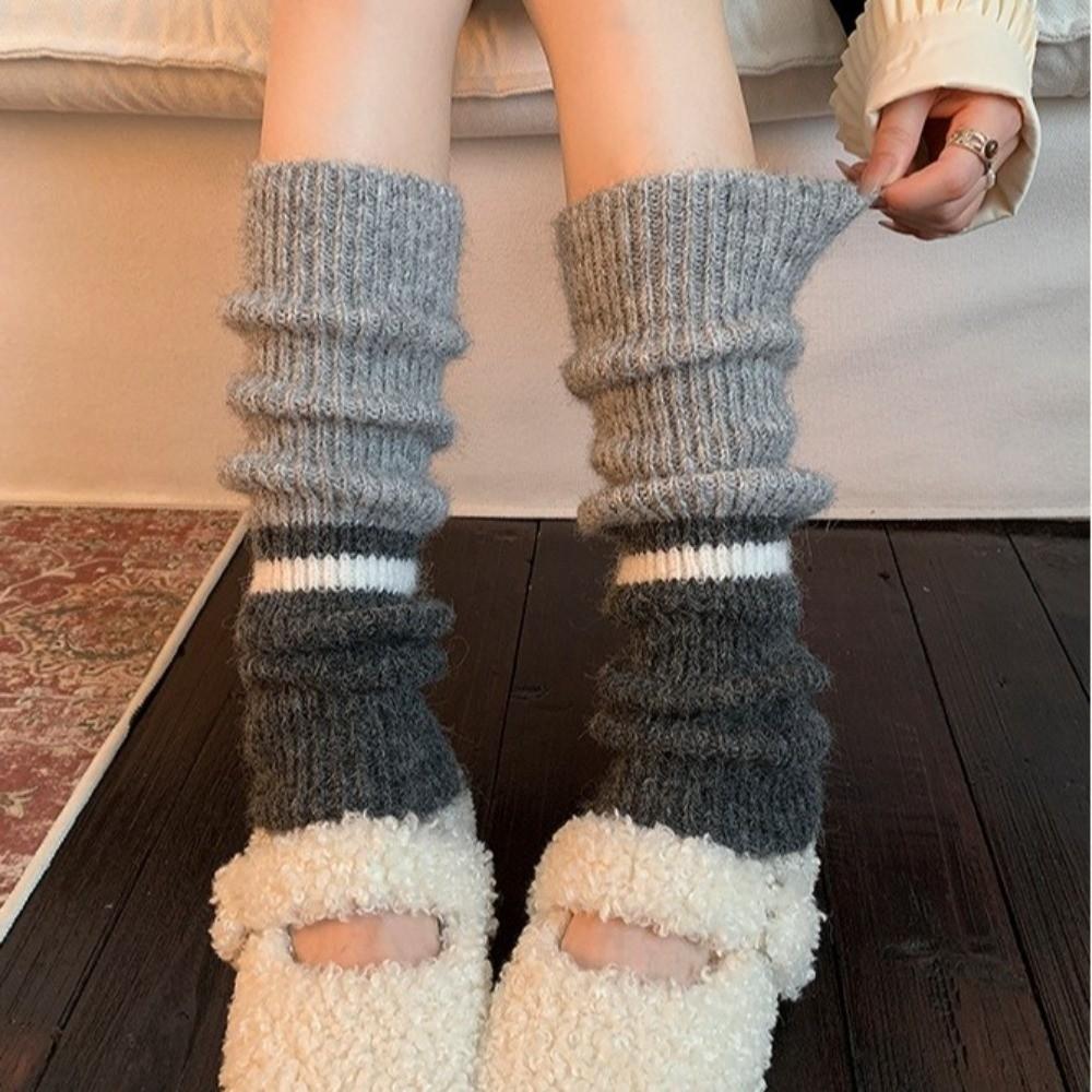 Knitted Bow Leg Warmers Thickened Hosiery New Pile Sock  Autumn and Winter