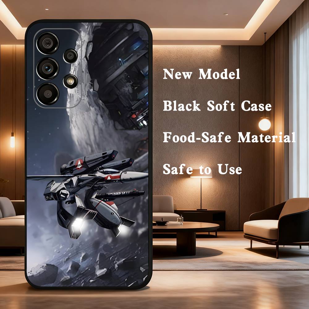 R-Robotech Macross For Samsung Galaxy A73,31,Note,22,71,53,32,72,41,8,9,52,J7,Soft Black Silicone Cover Case