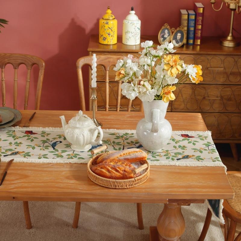 Винтажная зеленая жаккардовая скатерть с кисточками и цветочным узором - Полиэстер, бахрома, идеально подходит для вечеринок, дней рождений, свадеб и семейных посиделок