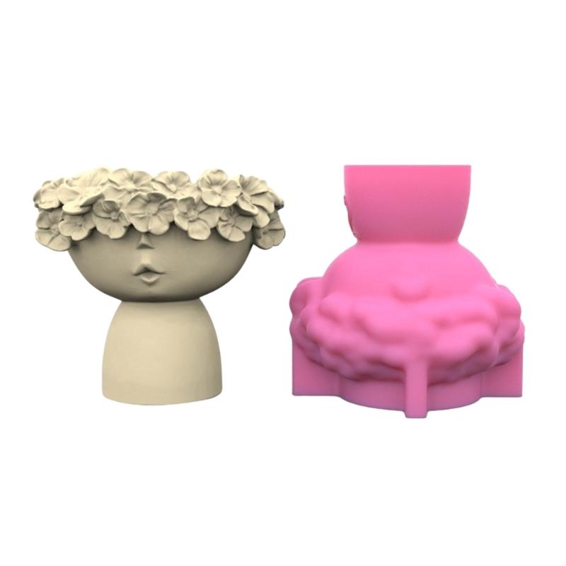 Little Girl Flower Pots Mold Epoxy Resin Molds Pen Holder Candle Holder Cement Planter Silicone Mould Home Decorations