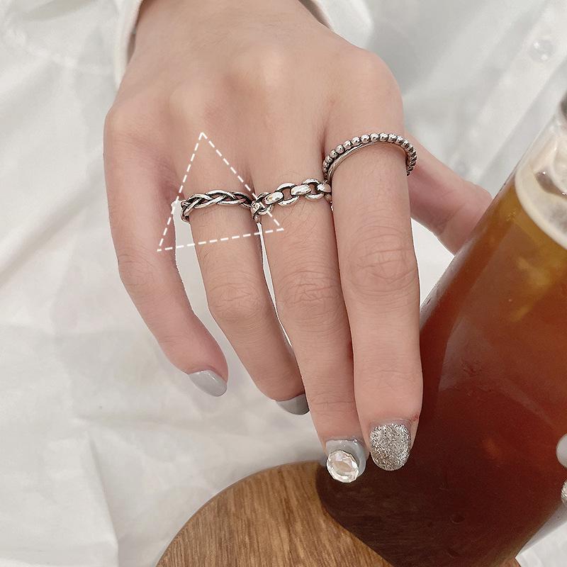 Тайское серебро Женское наборное кольцо - Серебро 925 пробы, Нишевый дизайн, Простые и универсальные украшения