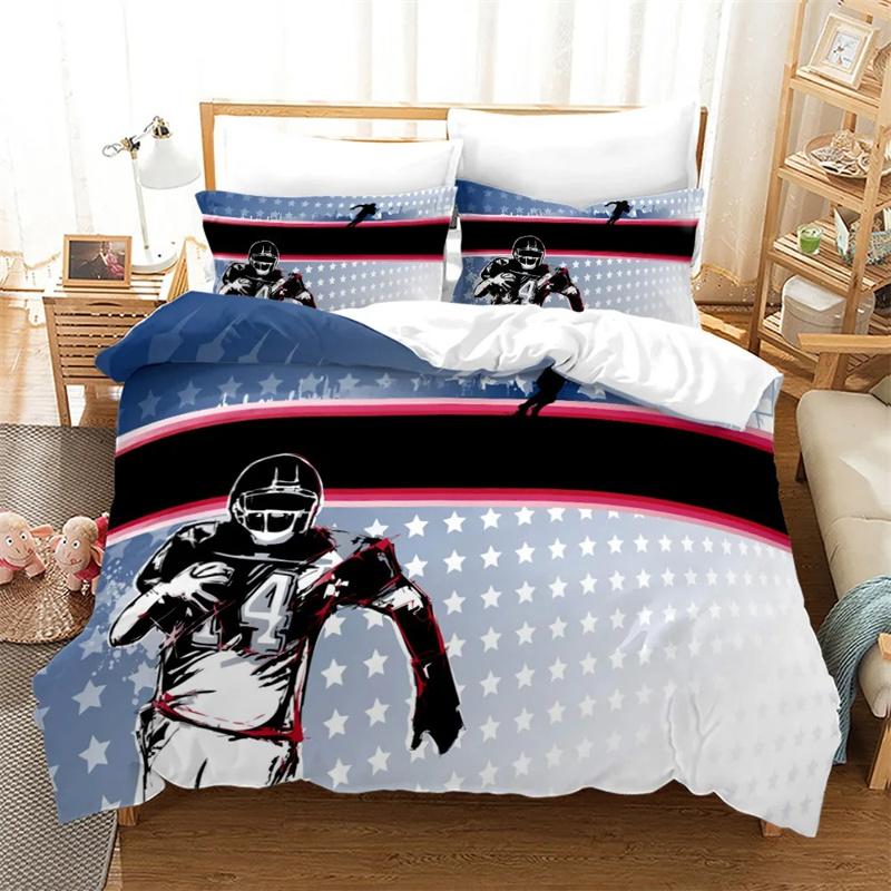 3D American Football King Queen Duvet Cover Ball Sports Bedding Collection For Kids Teens Boy Sport Fans 23Pcs Polyester Quilt Cover