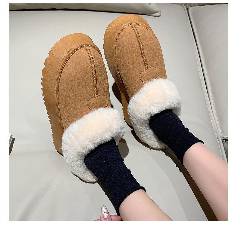 Пушистые зимние ботинки на толстой подошве женские бархатные зимние новые цельномеховые утепленные теплые хлопковые ботинки нескользящие хлопковые ботинки