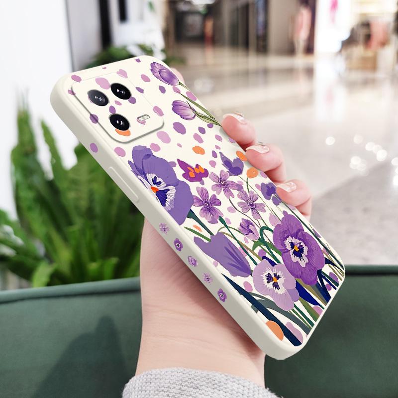 Purple Charm Tulip Phone Case For Xiaomi Mi 15 14 14T 13 13T 12 12X 12T 12S 11 11T 10 10T 9 9T Pro Lite Liquid Silicone Cover