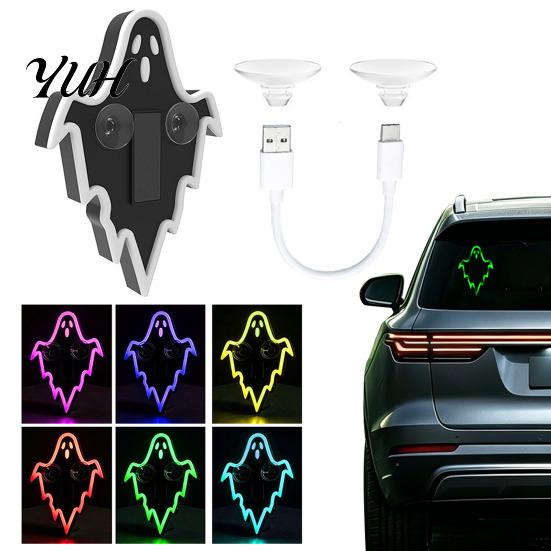 Portable Solar Powered Lamps Ghost Car LED Light, USB Wireless Animated Warning Lights for Windshield And Vehicle Glass Decoration Rear Window,