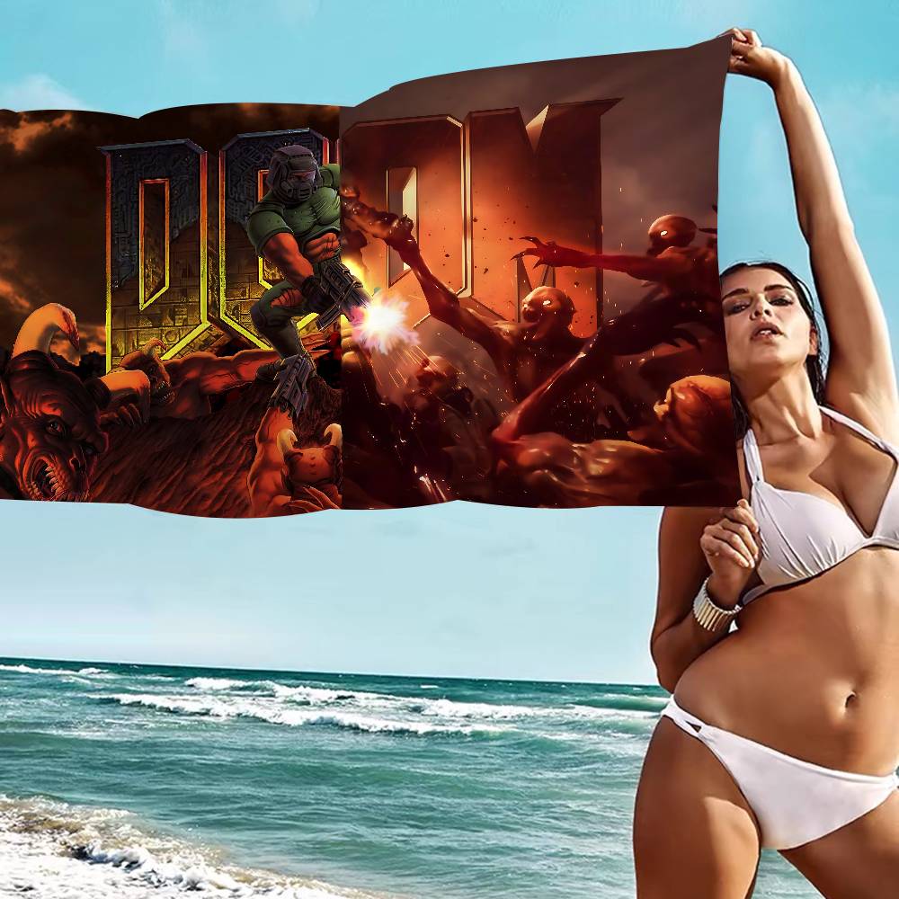 Игровое полотенце D-Doom Пляжное полотенце Цветные банные полотенца Для девочки Микрофибра Быстросохнущее Без песка Пляжное Йога Спа Спортзал Бассейн