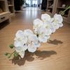 1 Elegant Artificial Orchid Marble Vase with Long Stems, White Orchids, Lush Green Leaves, Realistic Low Maintenance Home Decoration for Christmas