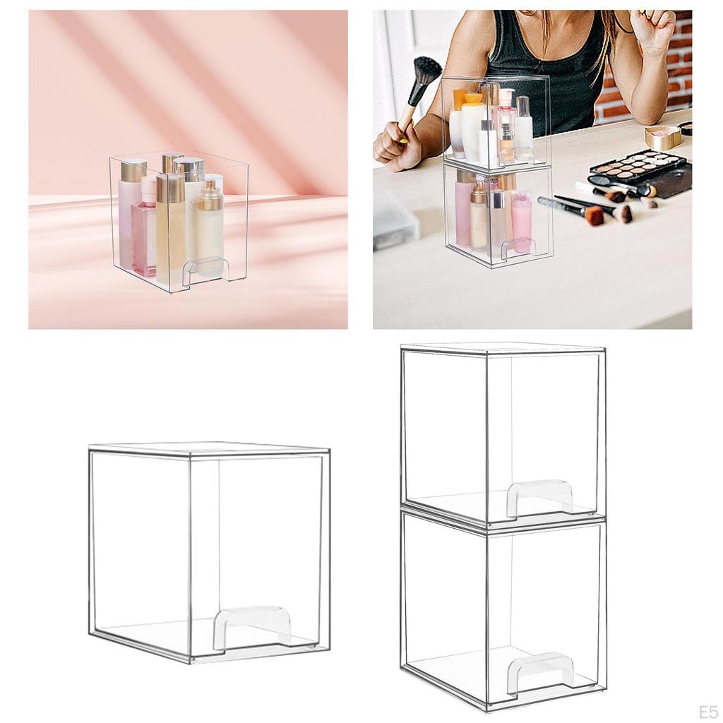 Clear Makeup Storage Box with Cover Multiuse Organizer for Living Room