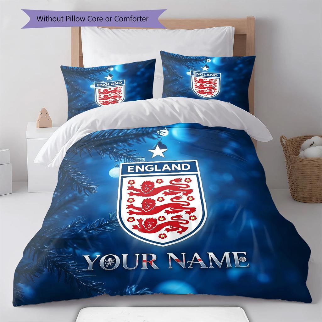 Custom Name England national team2 Pattern Bedding Quilt Set Home Decoration Gift (1 * duvet cover + 2 * pillowcase without core)