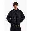 Blaexit Melard Brown Plaid Shirt Spliced Fake Two-Piece Cotton Jacket Men's Winter Flight Jacket