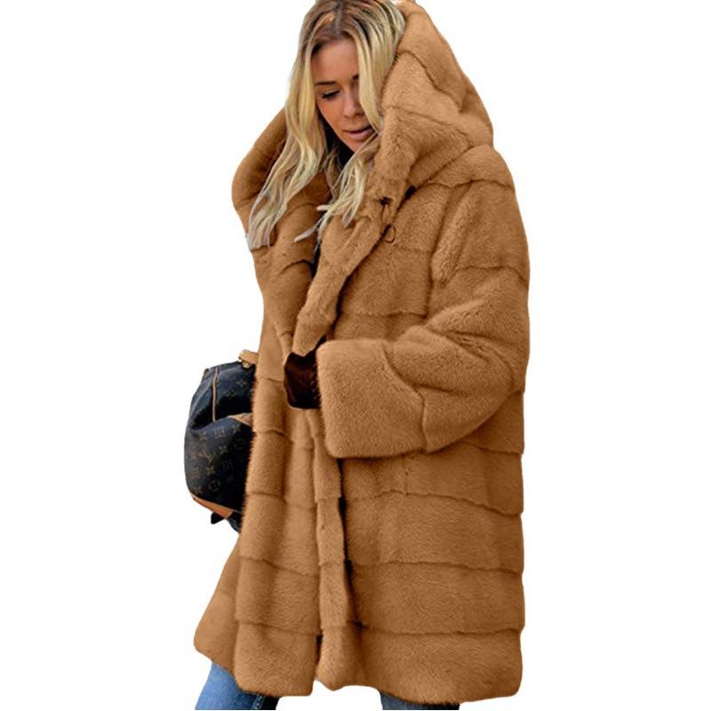 Женская кожаная куртка большого размера, уличный хипстер без пояса, однотонная, с длинным рукавом, искусственный мех, с капюшоном, теплая.