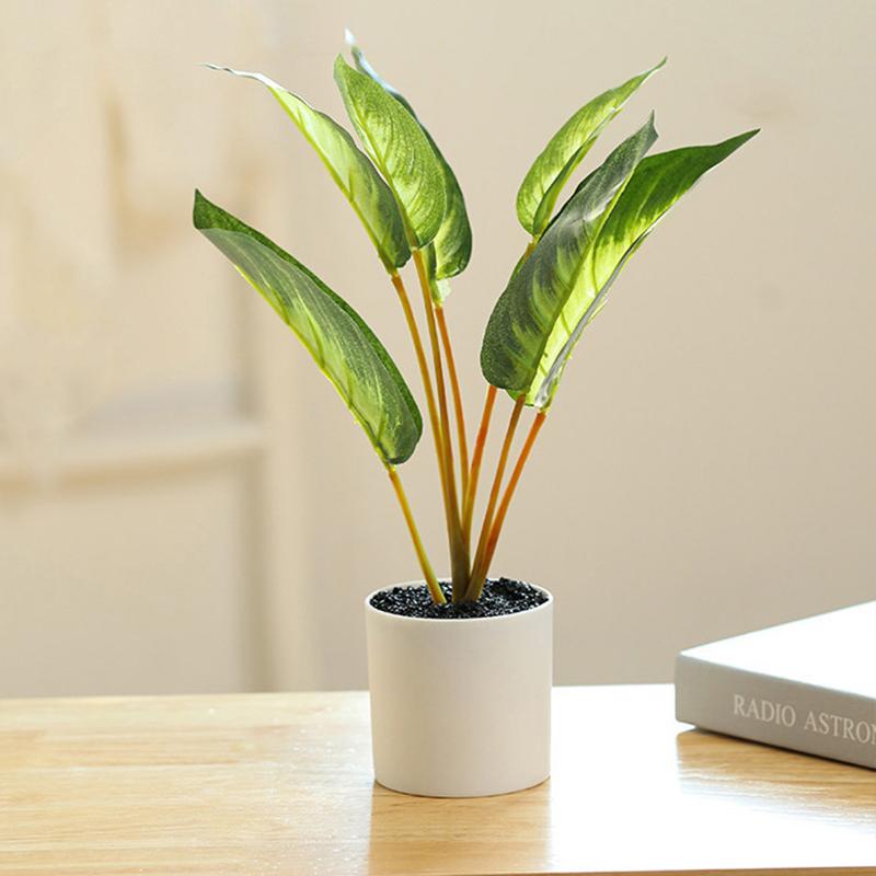 Искусственные Цветы И Листья Зеленое Растение Бонсай Креативный Комнатный Симуляция Цветка Искусственное Растение Симуляция Горшка