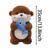 35cm Otter Plush Toy Soft Holding Fish Otter Doll Pillow Creative Otter Stuffed Animal Toy Birthday Gift For Kid Room Decor