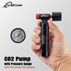 Black Head CO2 Pump with Clear Pressure Gauge Aluminum Alloy Bike Air Mini Cycling Bicycle CO2 Inflator for Road Bikes MTB Bikes