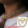 Мужское хип-хоп ожерелье или браслет Iced Out Bling Diamond Bracelet Miami Cuban Link Chain ожерелье Ювелирные подарки