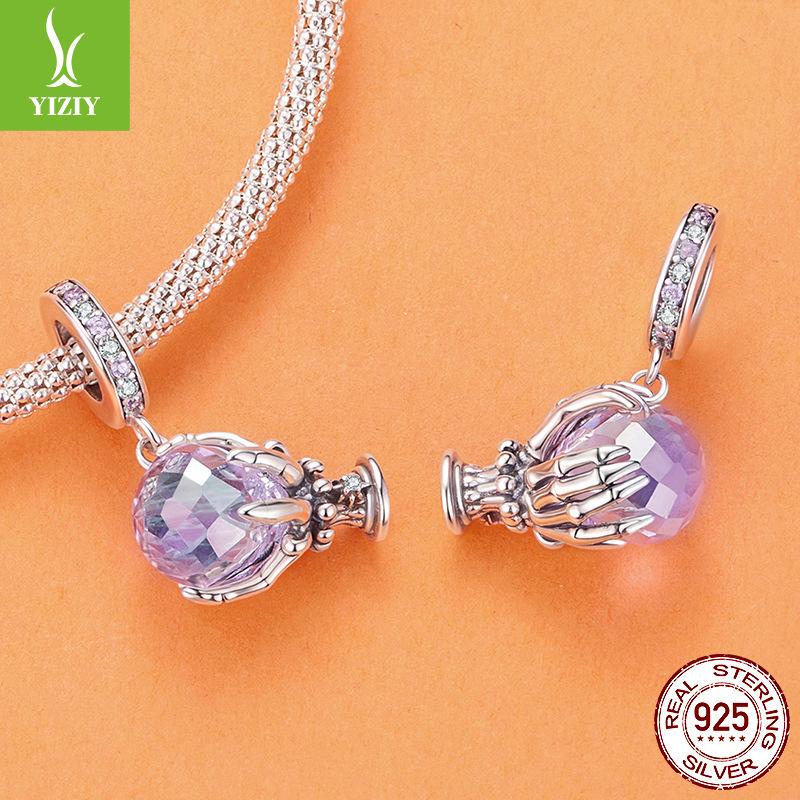 Хэллоуин Магический Кристалл Подвеска Аксессуары Мистика Рука Скелета Бусины из Стерлингового Серебра S925