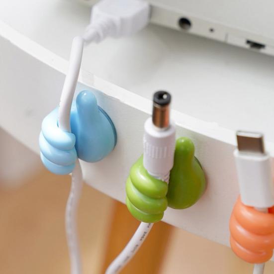 10Pcs Colorful Silicone Thumb Wall Hooks Strong Adhesion Cable Clip Rust-proof Key Hangers Desktop Storage Hook