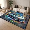 Car Racing Theme Soft Crystal Velvet Rug Custom Name & Text Print Non Slip Floor Rug for Bedroom Living Room