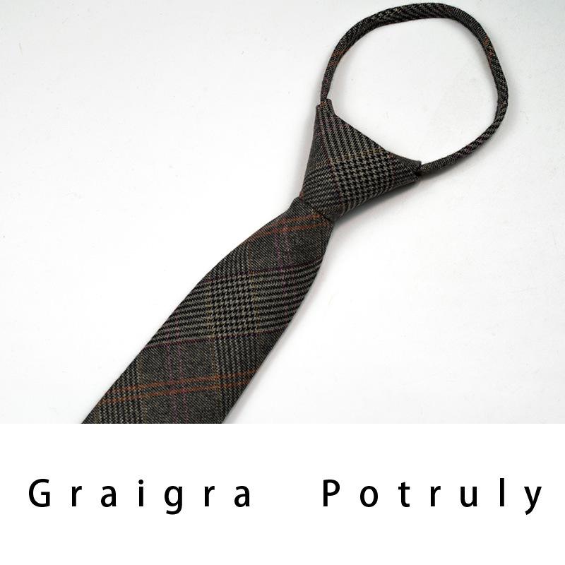 Qiandongge Suit And Tie Men'S Striped 8Cm Casual Tie Coffee Gray Dark Green Retro Work Plaid