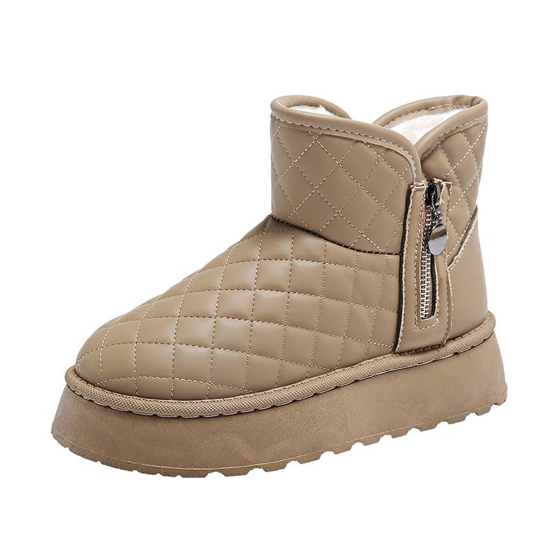 Модные хлопковые туфли для женщин, зимняя новая стильная верхняя одежда, дополнительный бархат, утолщенная теплая обувь, толстая подошва, увеличивающая высоту зимних сапог