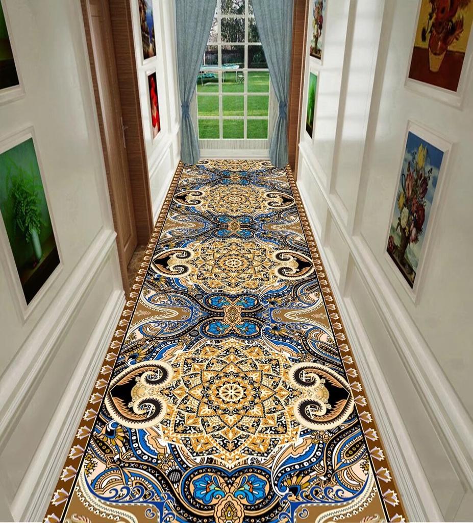 Богемный Персидский Стиль Длинный Ковролин для Коридора Роскошное Европейское Украшение Ковры для Прихожей Нескользящие Напольные Коврики Ковровые Дорожки для Лестницы Ковры