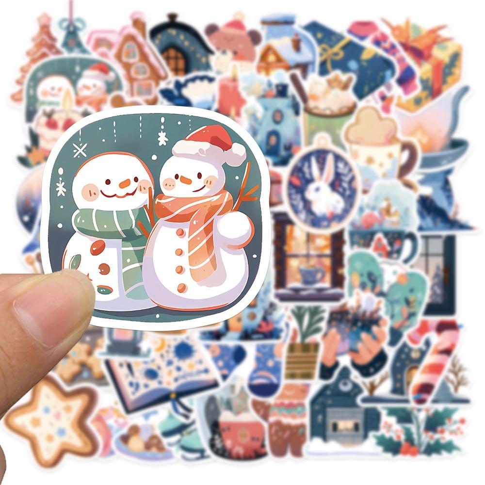 50Pcs Warm Winter Crystal Ball Christmas Tree Stickers Crafts Scrapbooking Book Label Decorative Sticker DIY Stationery Notebook Decals