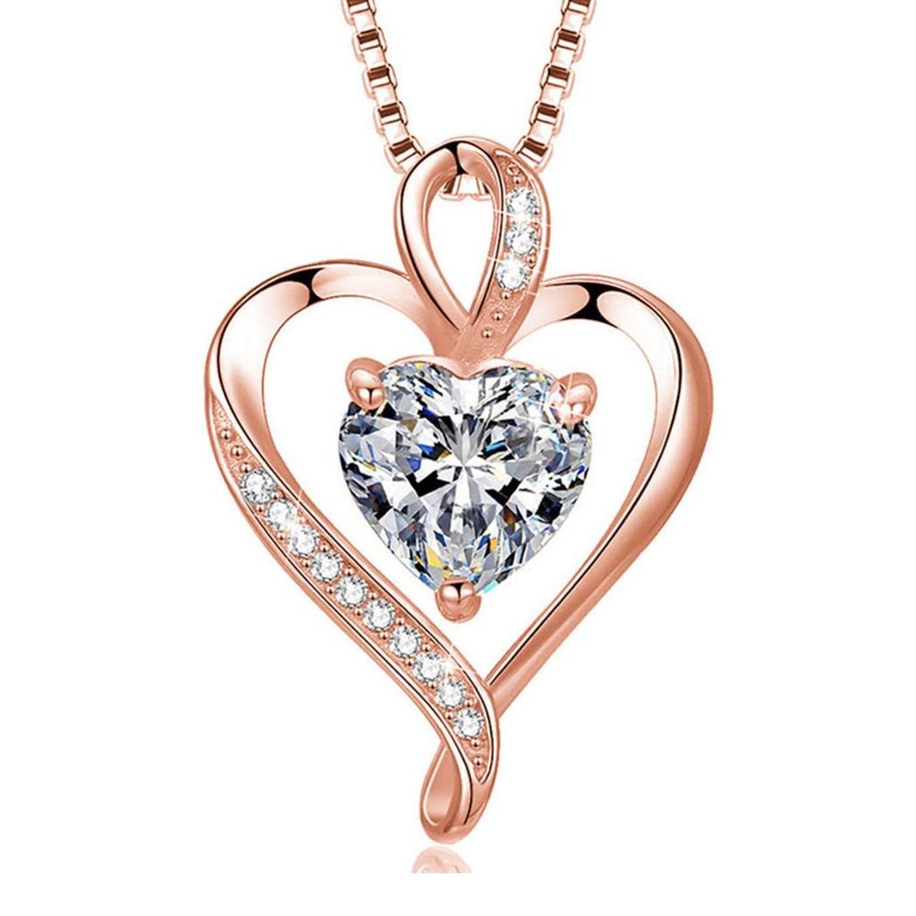 520 Valentine Gift For Women Zircon Heart Pendant Clavicle Chain Exquisite Love Necklace Jewelry