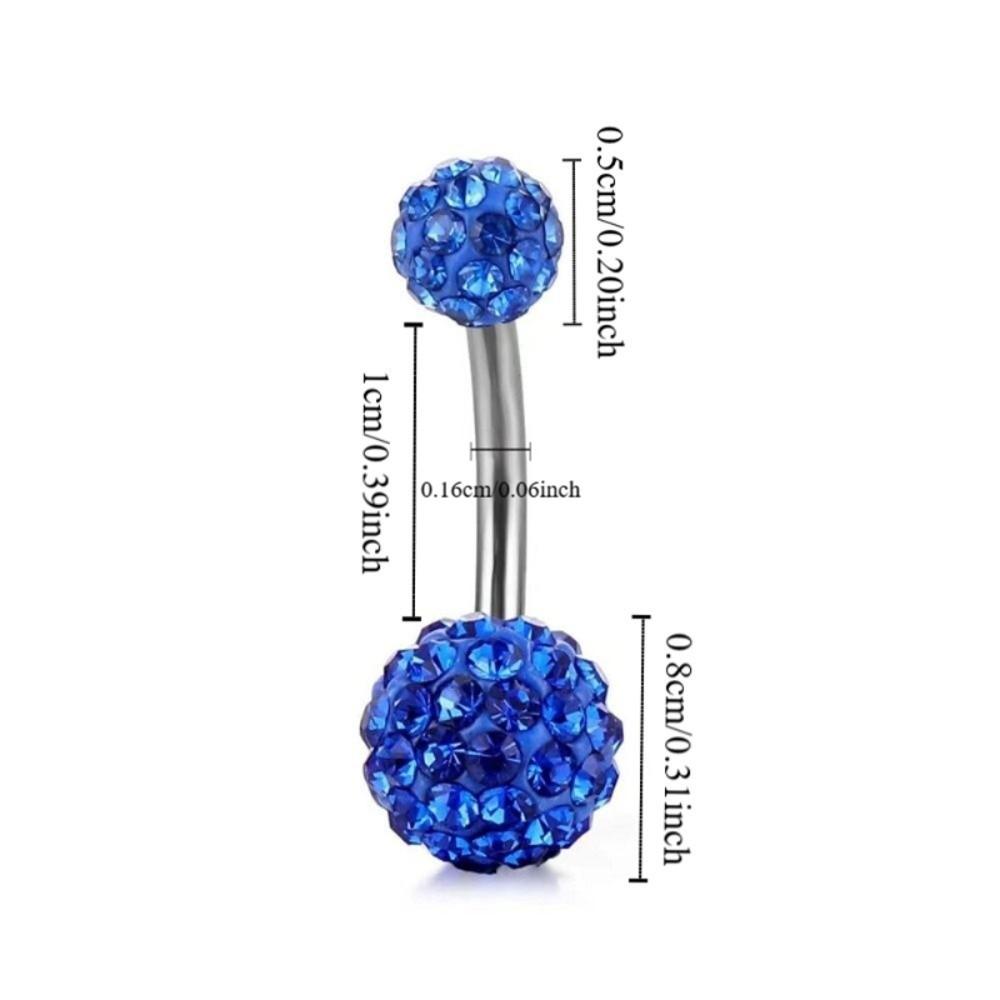 Zircon Crystal Ball Belly Button Rings Stainless Steel Shiny Body Jewelry  Accessories